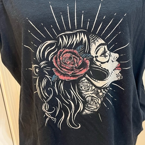 Torrid Muerte Classic Fit Super Soft Crew Neck Tank Black - Picture 2 of 4